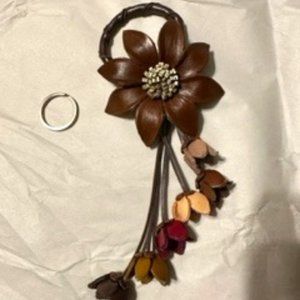 Leather Flower Bag Charm/Key Ring